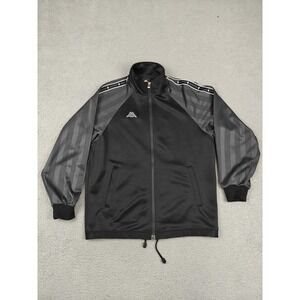 Kappa Track Jacket Mens Small Black Gray Full Zip Stand Collar Logo Colorblock